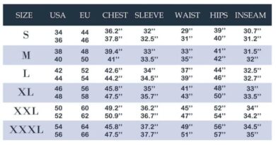 Men's dress shirt size conversion chart