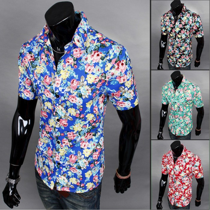 Mens red floral dress shirt