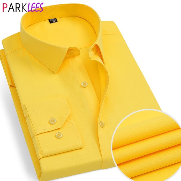 Neon yellow mens dress shirt