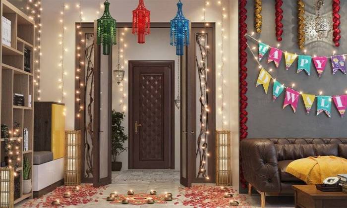 How to decorate room with lights for diwali