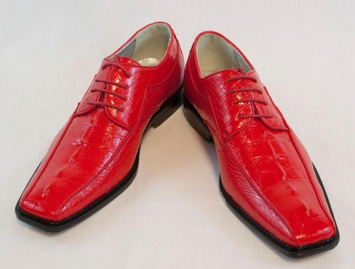 Red and black dress shoes for men