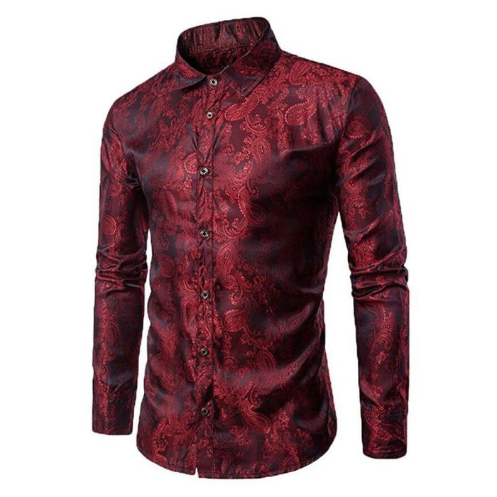 Mens red floral dress shirt