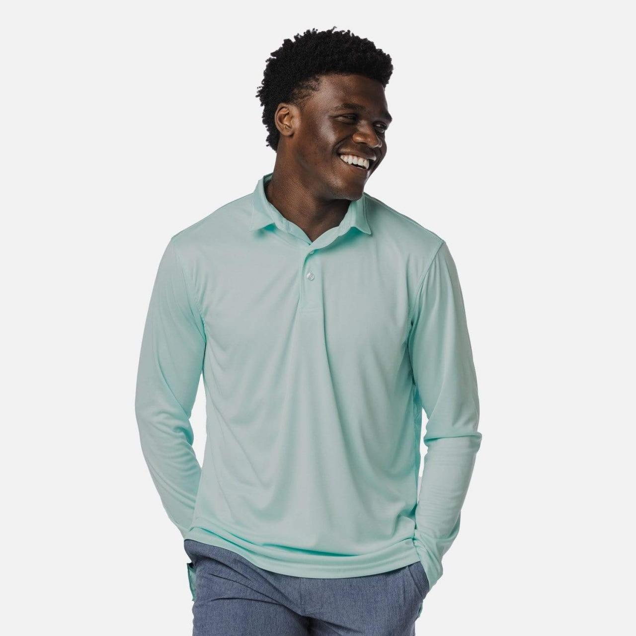 Mens dress polo shirts long sleeve